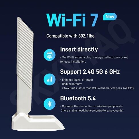 for ASUS WiFi 7 Antenna Magnetic 2.4G 5G 6G WiFi 6E WIFI7 for ROG Strix Z790 Z790-E Z790-A Z790-F Wi-Fi 7 Gaming Motherboard PC Desktop Computer with New Interface White Black (Black) in Kuwait