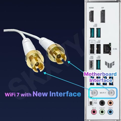 for ASUS WiFi 7 Antenna Magnetic 2.4G 5G 6G WiFi 6E WIFI7 for ROG Strix Z790 Z790-E Z790-A Z790-F Wi-Fi 7 Gaming Motherboard PC Desktop Computer with New Interface White Black (Black) in Kuwait