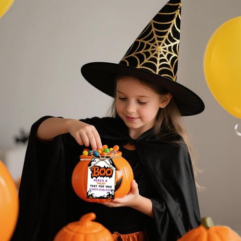 50pcs Witch Halloween Gifts علامات مع سلسلة ، 3.3x2.1 بوصة العلامات الشريرة الهالوين لأكياس Goodie ، Halloween Pumpkin Spider Name Tags for Party Candy Bag Cup Gift Favor Diy Craft in Kuwait