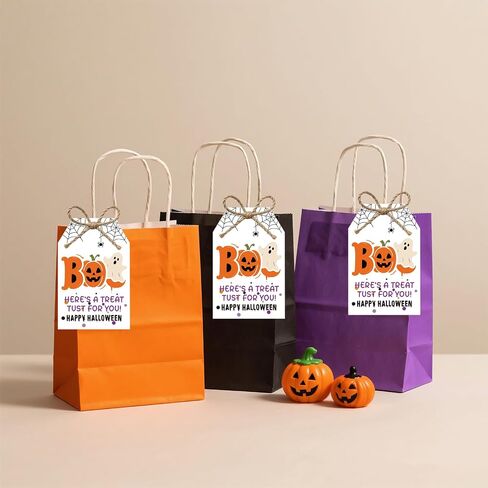 50pcs Witch Halloween Gifts علامات مع سلسلة ، 3.3x2.1 بوصة العلامات الشريرة الهالوين لأكياس Goodie ، Halloween Pumpkin Spider Name Tags for Party Candy Bag Cup Gift Favor Diy Craft in Kuwait