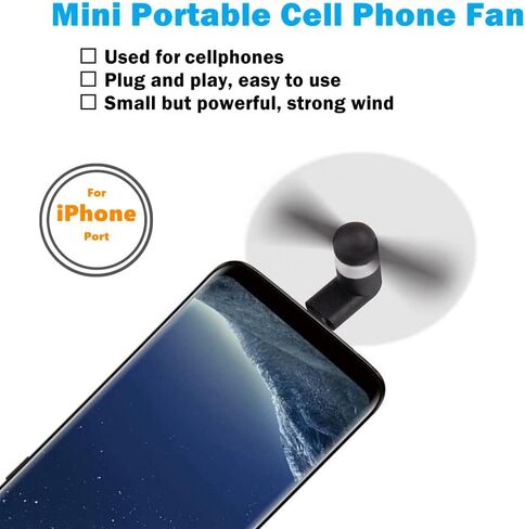 مروحة الهاتف الخليوي لجهاز iPhone ، متوافق مع iPhone 4/5/6/6S/7/8 Plus ، X ، XS Max ، XR ، 11/12/13/14 Mini Plus Pro Max SE 2/3 ، غير متوافق مع iPhone 15/16 وأحدث سلسلة in Kuwait