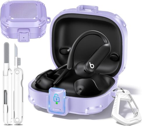 Security Lock Case for Powerbeats Pro 2 (2025) Wireless Bluetooth Earbuds, Shockproof Anti-Scratch Protective Hard Cases Cover for Beats Powerbeats Pro 2 Accessories, with Cleaning Kit & Keychain in Kuwait