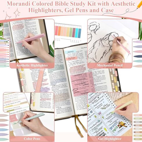 79 Pack Bible Study Supplies Koulding Kiter for Women ، Journal Journal Note That Trachtation Kit و Tabs Bible و Heightlighters مع حالة قلم رصاص ومزيد من أدوات دراسة الكتاب المقدس in Kuwait