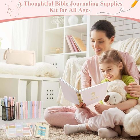 79 Pack Bible Study Supplies Koulding Kiter for Women ، Journal Journal Note That Trachtation Kit و Tabs Bible و Heightlighters مع حالة قلم رصاص ومزيد من أدوات دراسة الكتاب المقدس in Kuwait