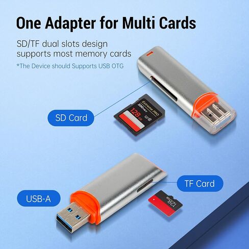 FINEANDENG GRAY USB3.0 SD/TF CARD Reader USB3.0 SD & MICRO SD SD DUAL SLOT USB-A & USB-C قارئ بطاقة توصيل مزدوجة لأجهزة الكمبيوتر المحمولة (USB-A & USB-C PULG) in Saudi Arabia
