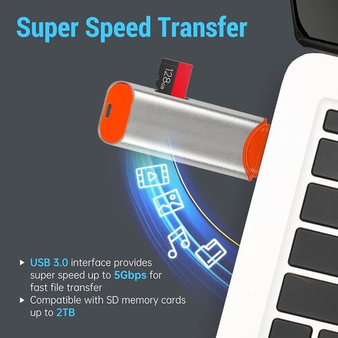FINEANDENG GRAY USB3.0 SD/TF CARD Reader USB3.0 SD & MICRO SD SD DUAL SLOT USB-A & USB-C قارئ بطاقة توصيل مزدوجة لأجهزة الكمبيوتر المحمولة (USB-A & USB-C PULG) in Saudi Arabia