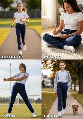 Andrew Scott Girls' Sweatpants | Active Fleece Jogger Pants | Multi Pack & Colors | Drawstring & Pockets in Saudi Arabia