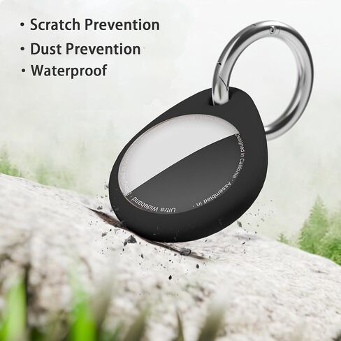 for Airtag Holder for Air Tag Case with Keychain, TPU Waterproof for Air Tag Case with Metal Key Rings，for Airtag Accessories for Apple Item Finder Tracker, 2 Pack Black+White in Saudi Arabia