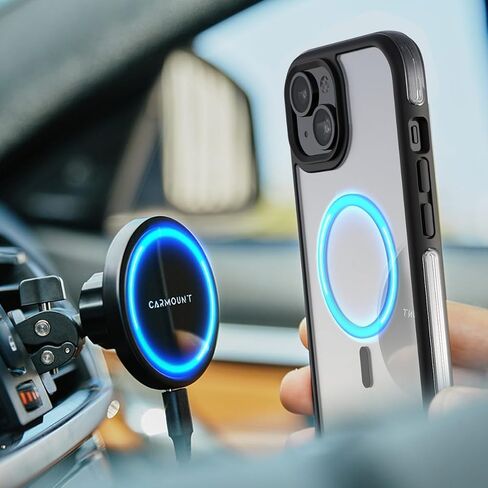 مغلف لعلاج هاتف iPhone Air Frosted مع حزام حزام مقطع - متوافق مع Magsafe - غطاء هجين مغناطيسي مع حماية كاملة العدسة (أسود) in Kuwait