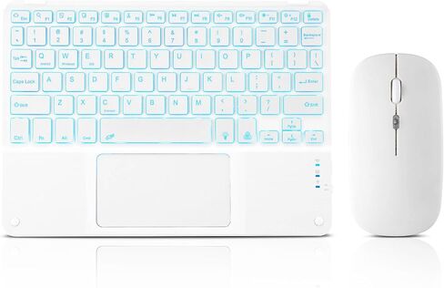 Ultra-Slim Bluetooth Keyboard with Built-in Touchpad and Mouse Portable Mini Wireless Keyboard Rechargeable 7-Color Backlit for Apple iPad iPhone Samsung Tablet iPhone Smartphone iOS Android Windows in Kuwait