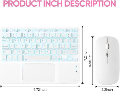 Ultra-Slim Bluetooth Keyboard with Built-in Touchpad and Mouse Portable Mini Wireless Keyboard Rechargeable 7-Color Backlit for Apple iPad iPhone Samsung Tablet iPhone Smartphone iOS Android Windows in Kuwait