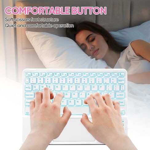 Ultra-Slim Bluetooth Keyboard with Built-in Touchpad and Mouse Portable Mini Wireless Keyboard Rechargeable 7-Color Backlit for Apple iPad iPhone Samsung Tablet iPhone Smartphone iOS Android Windows in Kuwait