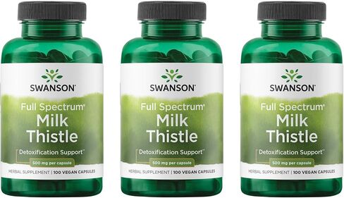 Swanson Milk Thistle - ملحق دعم الكبد العشبي - الصيغة الطبيعية تساعد على الحفاظ على الصحة والرفاهية بشكل عام - (100 كبسولة ، 500 ملغ لكل منهما) (2 عبوة) in Kuwait