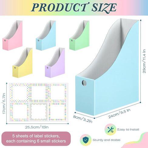 Pasimy 25 PCS Boho Cardboard Magazine Holder Magazine Magazine BOON BIN مع ملصق ملصق متعدد الألوان مربع تخزين للملفات المكتبية Document School Class -Home Office Supplies in Saudi Arabia