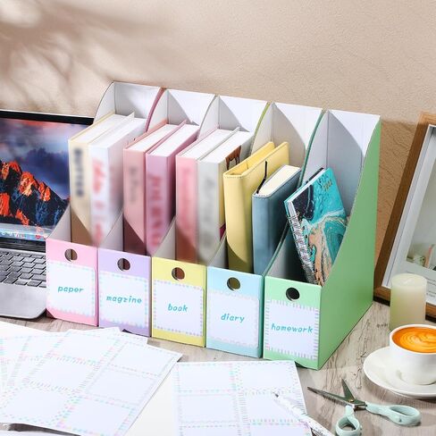 Pasimy 25 PCS Boho Cardboard Magazine Holder Magazine Magazine BOON BIN مع ملصق ملصق متعدد الألوان مربع تخزين للملفات المكتبية Document School Class -Home Office Supplies in Saudi Arabia