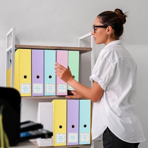 Pasimy 25 PCS Boho Cardboard Magazine Holder Magazine Magazine BOON BIN مع ملصق ملصق متعدد الألوان مربع تخزين للملفات المكتبية Document School Class -Home Office Supplies in Saudi Arabia