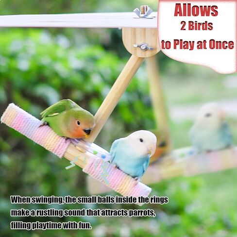 Bird Swing Rings for Cage,Hanging Bird Toys Natural Wooden,Bird Perch Climbing Toys,Parrot Perch Stand for Conure,Budgie,Cockatiel,Lovebird,Canary,Finch,Hamster,Small Pets Accessories,4-Ring in Saudi Arabia