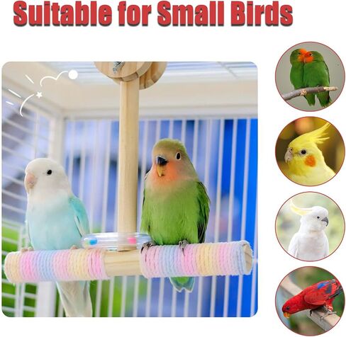 Bird Swing Rings for Cage,Hanging Bird Toys Natural Wooden,Bird Perch Climbing Toys,Parrot Perch Stand for Conure,Budgie,Cockatiel,Lovebird,Canary,Finch,Hamster,Small Pets Accessories,4-Ring in Saudi Arabia