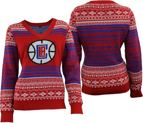 FOCO NBA Women's Big Logo Aztec V-Neck Sweater in Saudi Arabia