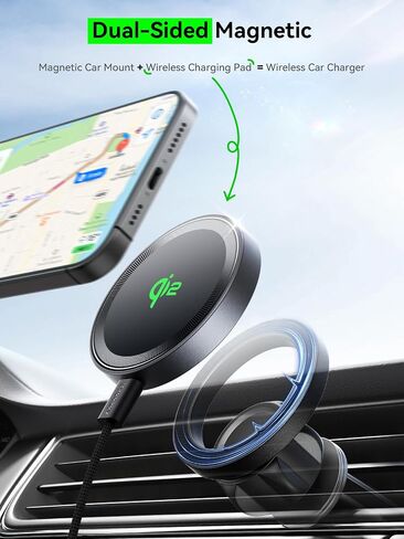 Threekey for Magsafe Charger ، QI2 معتمد من الشاحن اللاسلكي 15W ، وسادة الشحن السريع متوافقة مع iPhone 16/15/14/13/12 ، الشاحن المغناطيسي مع كابل USB-C 5 أقدام (حزمة أسود 2) in Kuwait
