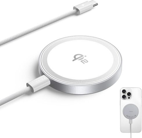 Threekey for Magsafe Charger ، QI2 معتمد من الشاحن اللاسلكي 15W ، وسادة الشحن السريع متوافقة مع iPhone 16/15/14/13/12 ، الشاحن المغناطيسي مع كابل USB-C 5 أقدام (حزمة أسود 2) in Kuwait