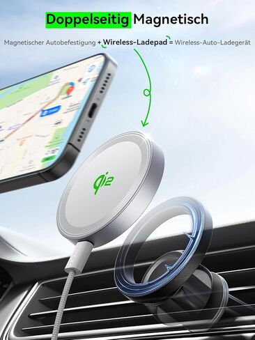 Threekey for Magsafe Charger ، QI2 معتمد من الشاحن اللاسلكي 15W ، وسادة الشحن السريع متوافقة مع iPhone 16/15/14/13/12 ، الشاحن المغناطيسي مع كابل USB-C 5 أقدام (حزمة أسود 2) in Kuwait