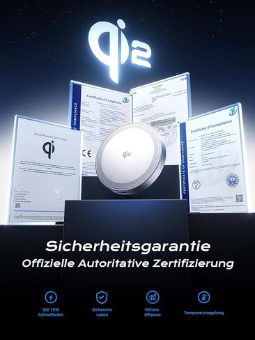 Threekey for Magsafe Charger ، QI2 معتمد من الشاحن اللاسلكي 15W ، وسادة الشحن السريع متوافقة مع iPhone 16/15/14/13/12 ، الشاحن المغناطيسي مع كابل USB-C 5 أقدام (حزمة أسود 2) in Kuwait