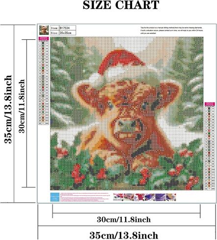 Semneroy Christmas Diamond Art Kits for Adult,Highland Cow Xmas Diamond Painting for Beginnger,DIY Full Drill Winter Holiday Rhinestone Diamond Dots Gem Painting Art Craft Home Decor 12 x12 Inch in Saudi Arabia
