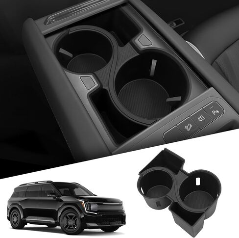 smabee Center Console Lower Organizer Tray Compatible with Kia EV9 2023 2024 2025 Cup Holder Insert Accessories ABS Interior Black in Saudi Arabia