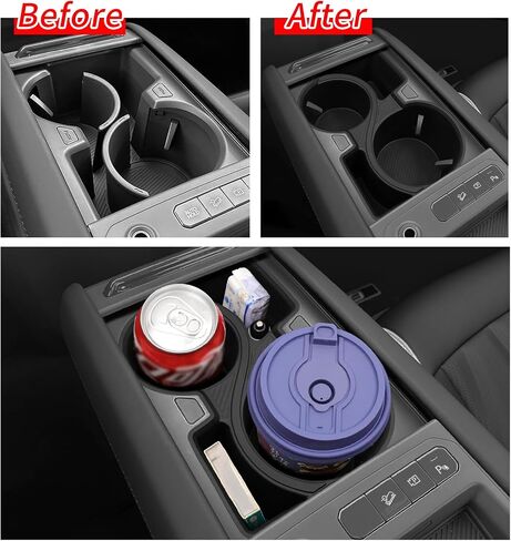 smabee Center Console Lower Organizer Tray Compatible with Kia EV9 2023 2024 2025 Cup Holder Insert Accessories ABS Interior Black in Saudi Arabia