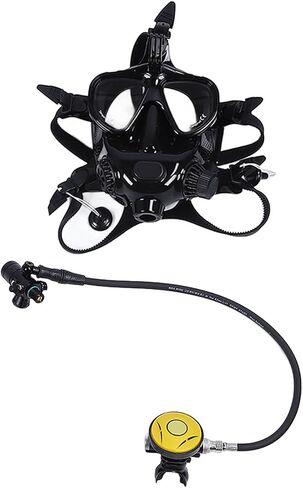 Yunseity Diving Tank Equipment, Full Face Goggles Scuba Diving Tank Clear 180 Degree Panoramic View Comfortable Fit 1L with Backpack for Underwater Exploration in Saudi Arabia