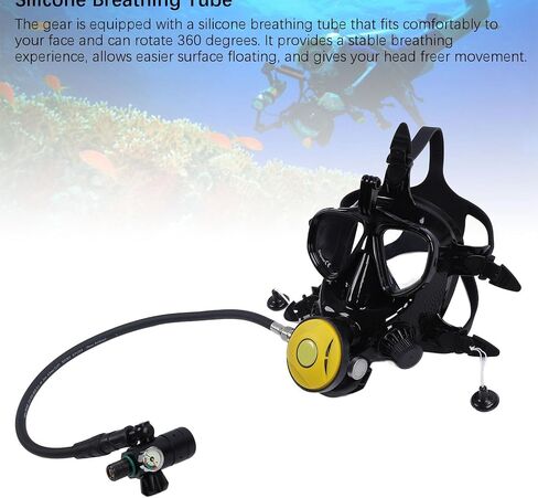 Yunseity Diving Tank Equipment, Full Face Goggles Scuba Diving Tank Clear 180 Degree Panoramic View Comfortable Fit 1L with Backpack for Underwater Exploration in Saudi Arabia