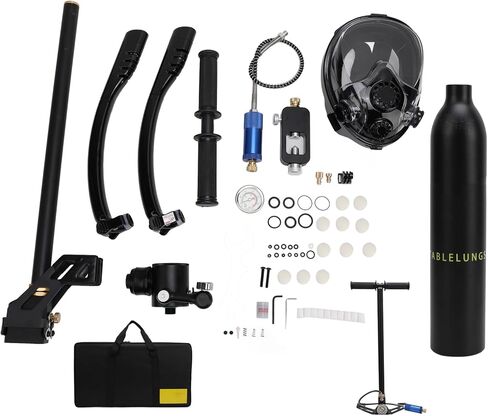 Diving Face Cover Kit, Portable 0.5L Dive Kit with Full Face Cover for Diving Snorkeling (Black in Saudi Arabia