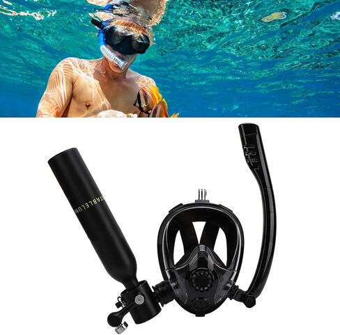 Diving Face Cover Kit, Portable 0.5L Dive Kit with Full Face Cover for Diving Snorkeling (Black in Saudi Arabia