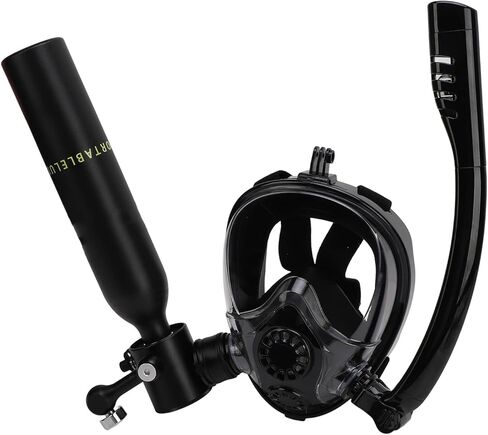 Diving Face Cover Kit, Portable 0.5L Dive Kit with Full Face Cover for Diving Snorkeling (Black in Saudi Arabia