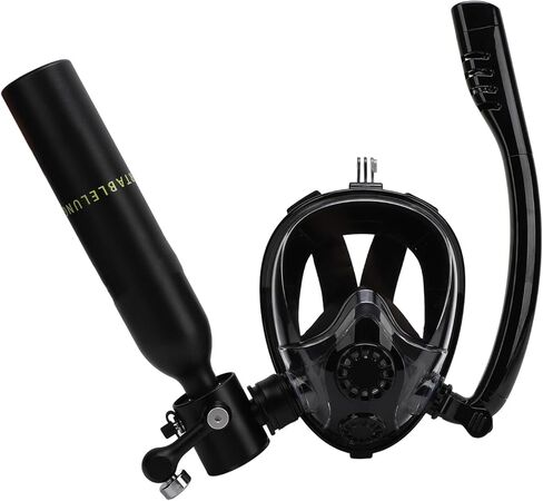 Diving Face Cover Kit, Portable 0.5L Dive Kit with Full Face Cover for Diving Snorkeling (Black in Saudi Arabia