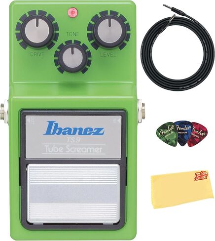 حزمة دواسة أنبوب Screamer Overdrive من Ibanez TS9 مع مصدر طاقة وكابل تصحيح ولقطات وقماش تلميع Austin Bazaar in Saudi Arabia