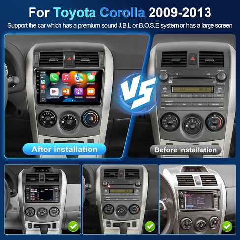 Radio Leadfan Car Radio Toyota Corolla 2009 2010 2011 2012 2013 استبدال ستيريو مع Carplay Android Auto ، شاشة تعمل باللمس 9 بوصة مع Bluetooth WiFi GPS SWC Camera Camera ترقية بانتالا in Saudi Arabia