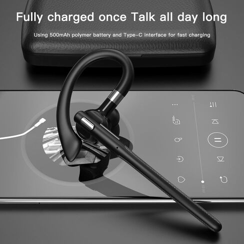 Business Wireless Headset with Mic for Work IPX7 Waterproof • 50H Battery (8H+Case) Bluetooth 5.3 Earpiece • PC-Ready for Driving & Office in Kuwait