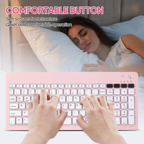Bluetooth Keyboard and Mouse Combo Rechargeable Portable Wireless Keyboard Mouse Set for Apple iPad iPhone iOS 13 and Above Samsung Tablet Phone Smartphone Android Windows (Pink) in Saudi Arabia