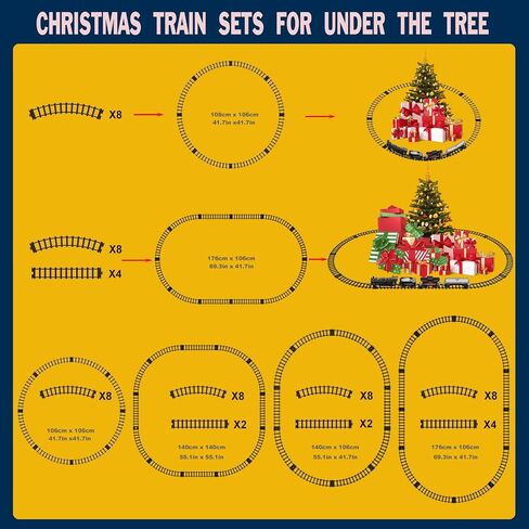 Electric Train Sets Remote Control for Kids Christmas Train Toys Steam Locomotive w/3 Smokes, Glowing Passenger Carriages, Luxury Tracks, Light & Sounds Rechargeable Birthday Gifts for Boys Girls in Saudi Arabia