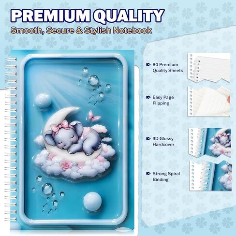 omatek smart technologies Spiral Notebook A5 – Cute Hardcover Spiral Notebook with 3D Glossy Cover, 80 Sheets – Kids, Girls & Boys School Note Book, Gift Notebook – Happy Graduation in Saudi Arabia
