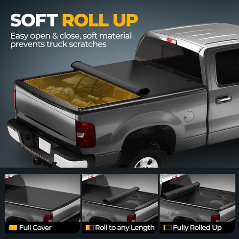 Auto Dynasty Soft Roll-up Truck Bed Tonneau Cover Compatible with 1994-2002 Dodge Ram 1500 2500 3500 6.5Ft Fleetside/Styleside Bed Without Bed Rail System, Matte Black Soft Vinyl Top in Saudi Arabia