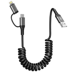 ملفوف USB C إلى Combo Cable Combo 4ft ، [معتمد من MFI] من النوع C من النوع C iPhone Charger PD الشحن السريع للسيارة ، ومسافة قصيرة USB C إلى Apple CarPlay لـ iPhone 14 13 12 Pro Mini Mini XR XS 8 SE in Kuwait