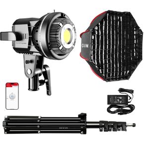 مصباح فيديو LED SD80D من جي في ام 80 واط، مجموعة اضاءة سوفت بوكس مع حامل بوينز، CRI97+ 2700K-7500K درجة حرارة اللون، تحكم عن طريق التطبيق، حامل ثلاثي القوائم، فيديو، زفاف in Kuwait