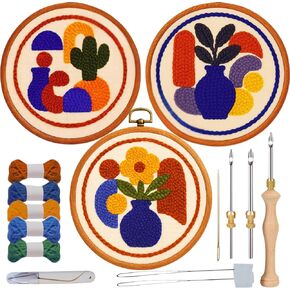 Zyrose Punch Needle Kit for Beginners – Modern Embroidery Kit with Printed Fabric, Non-Slip Hoop, Merino Yarn, 3 Needles – Boho Craft Kit for Adults & DIY Gifts in Saudi Arabia