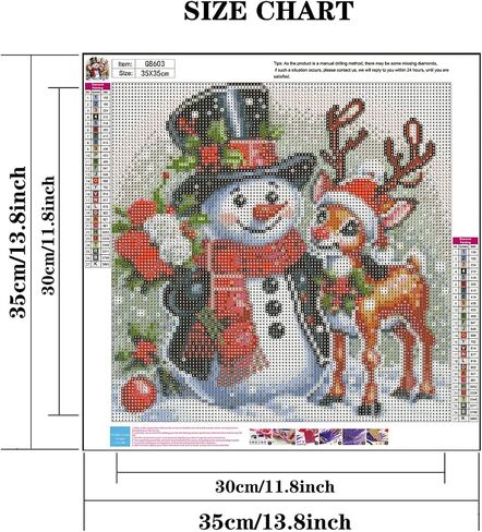 Christmas 5D Diamond Art Kits for Adult, Xmas Snowman Deer Diamond Painting Kits for Beginners, DIY Full Drill Winter Holiday Rhinestone Diamond Dots Gem Painting Art Craft Home Decor 12 x12 Inch in Saudi Arabia