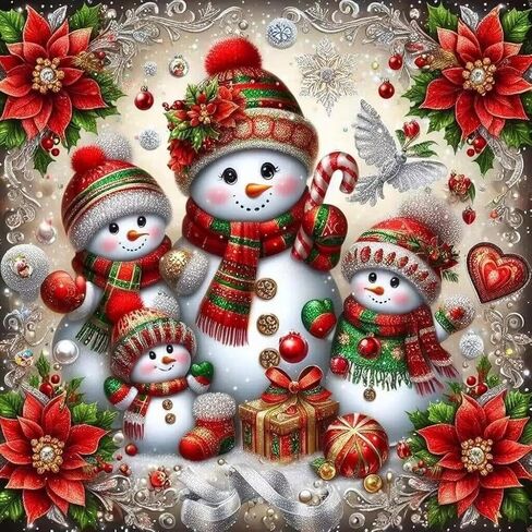 Christmas 5D Diamond Art Kits for Adult, Xmas Snowman Deer Diamond Painting Kits for Beginners, DIY Full Drill Winter Holiday Rhinestone Diamond Dots Gem Painting Art Craft Home Decor 12 x12 Inch in Saudi Arabia