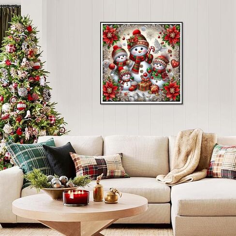 Christmas 5D Diamond Art Kits for Adult, Xmas Snowman Deer Diamond Painting Kits for Beginners, DIY Full Drill Winter Holiday Rhinestone Diamond Dots Gem Painting Art Craft Home Decor 12 x12 Inch in Saudi Arabia
