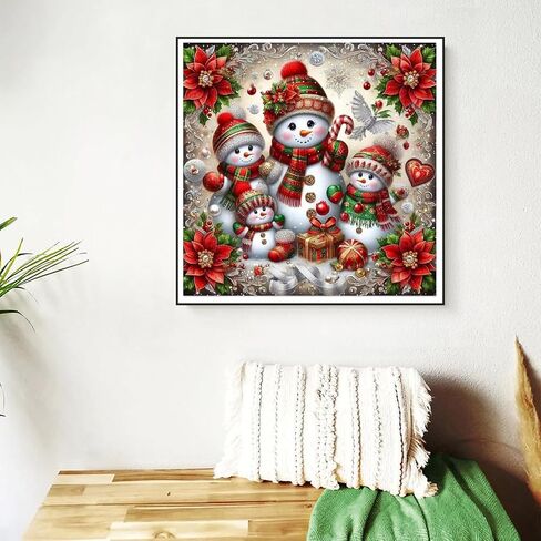 Christmas 5D Diamond Art Kits for Adult, Xmas Snowman Deer Diamond Painting Kits for Beginners, DIY Full Drill Winter Holiday Rhinestone Diamond Dots Gem Painting Art Craft Home Decor 12 x12 Inch in Saudi Arabia